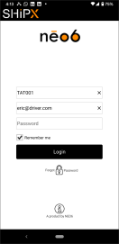 Driver mobile app login