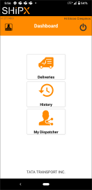 Driver mobile app menu
